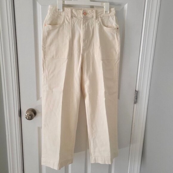 Anthropologie  DL1961 Marianna Hewitt  Hepburn Cream  High Rise Wide-Leg Jeans - - Picture 3 of 10